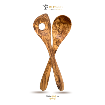 Blessed Olive Wood Kochlöffel & Risotto Löffel aus Olivenholz Kochbesteck